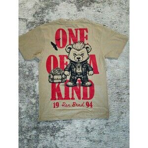 NEW Reason Brand One Of A Kind Built Different Bear Tan Size Medium Rhinestone